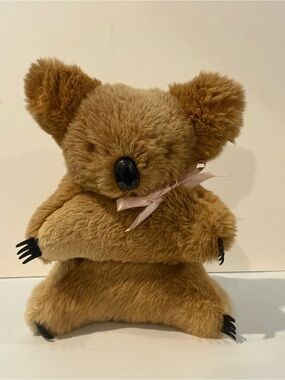 1970s Vintage Australian Kangaroo Skin Fur Koala Plush Toy Black Claws